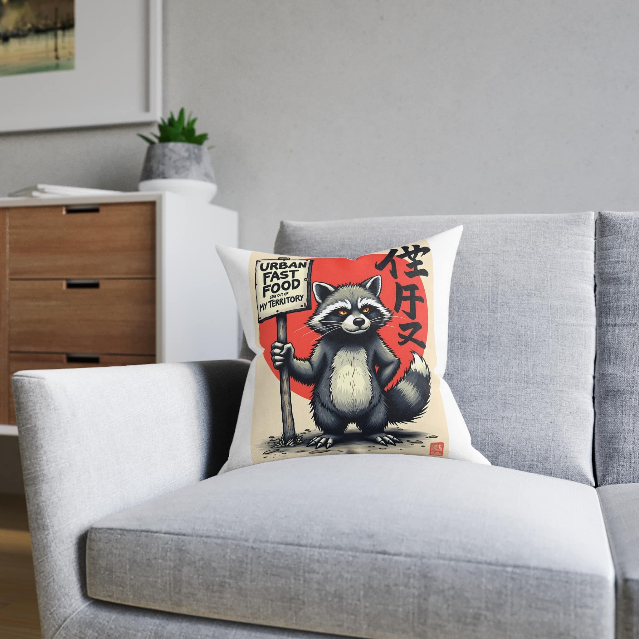 Urban Fast Food Copia Square Pillow Pink Back - Image 8