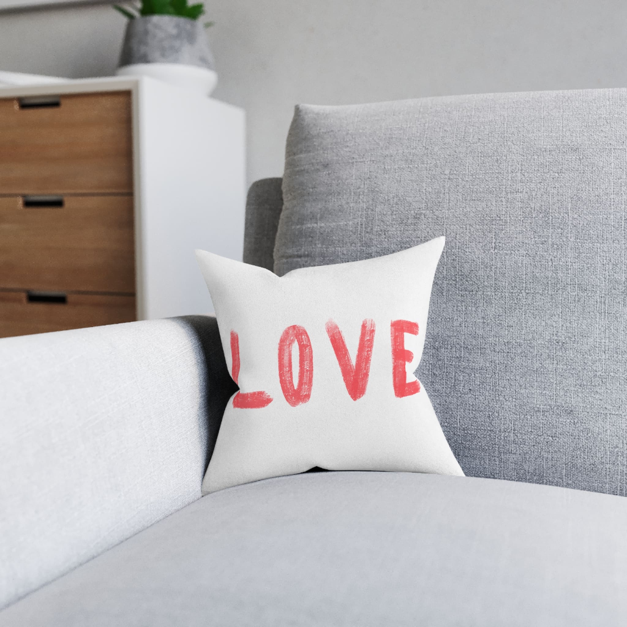 Love 5 Square Pillow Pink Back - Image 4