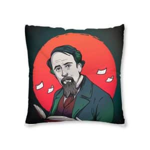 Hand Drawn Charles Dickens Illustration Tufted Floor Pillow Square