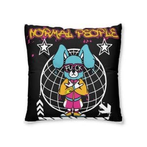 Graffiti Rabbit Street Wear Illustration With Slogan Normal People Tufted Floor Pillow Square