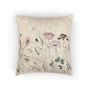 Watercolor With Wildflowers Herbs Butterfly Summer Meadow Woven Pillow