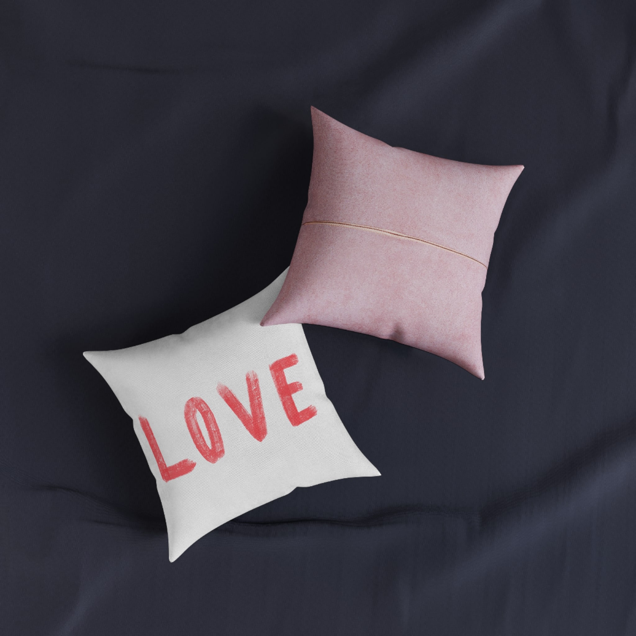Love 5 Square Pillow Pink Back - Image 3