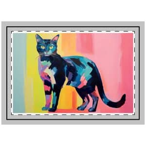 Colorful Abstract Cat Painting Throw Pillow