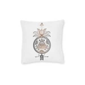 Ornamental Floral Dream Catcher With Lotus Flower Arrow Creative Hand Drawn Ethnic Decorative Elemen Square Pillow Pink Back