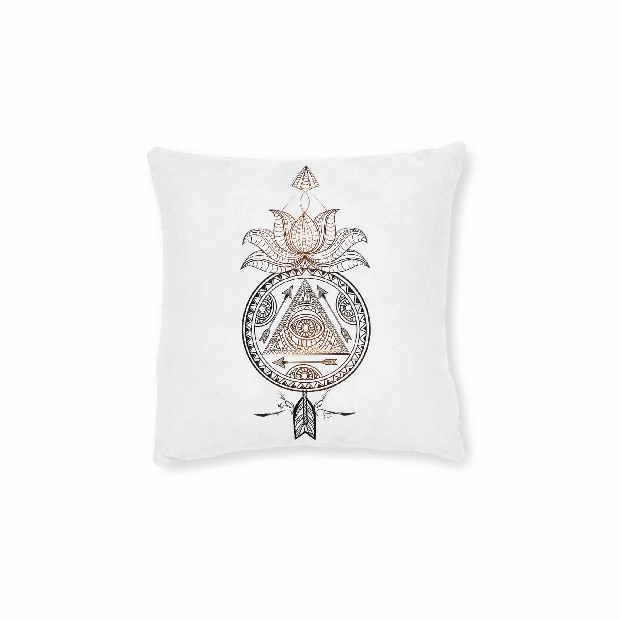 Ornamental Floral Dream Catcher With Lotus Flower Arrow Creative Hand Drawn Ethnic Decorative Elemen Square Pillow Pink Back