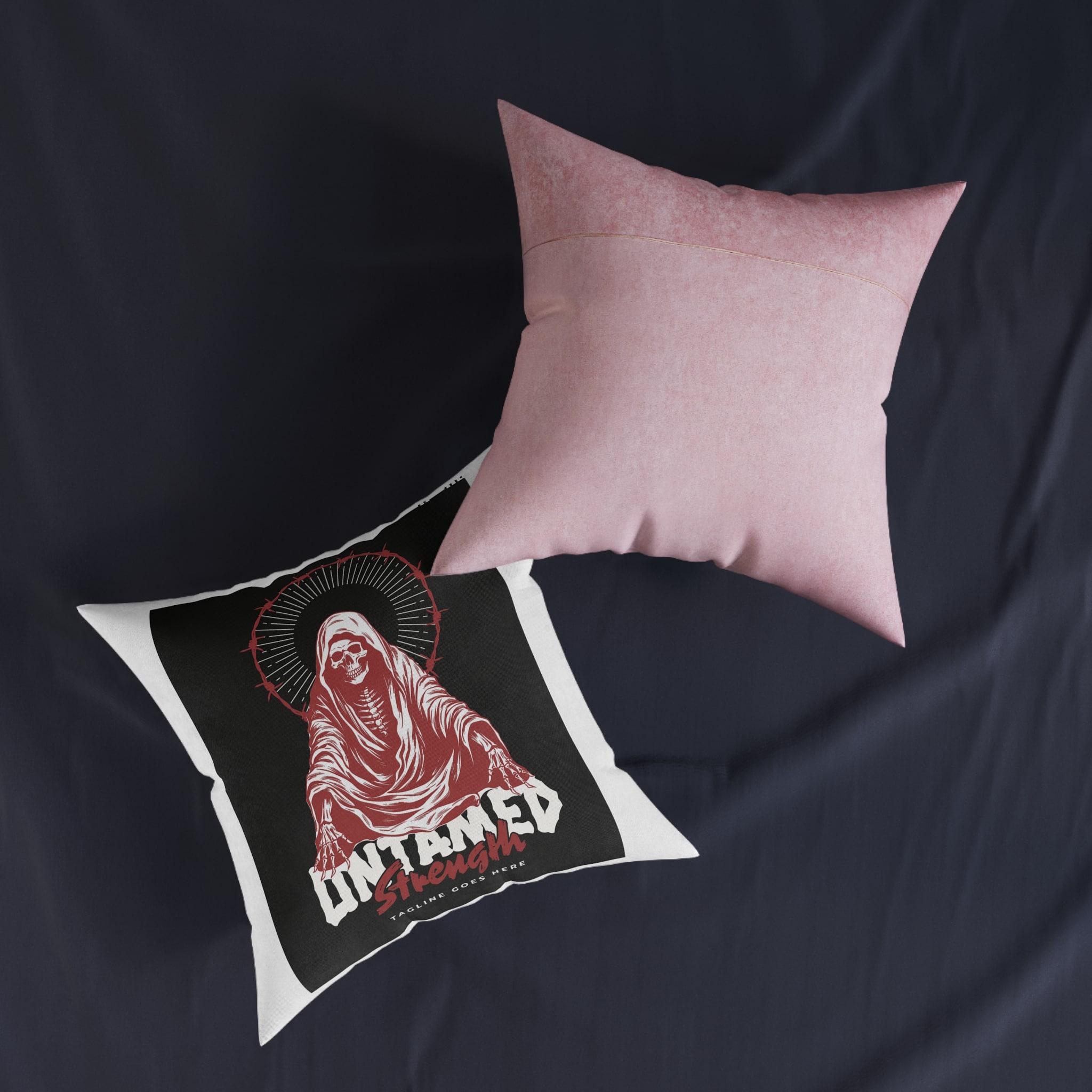 Untamed Strength the Angel of Death Is Sitting Poster Square Pillow Pink Back - Image 11