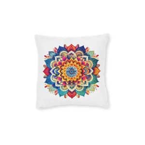 Colorful Mandala With Pattern Colors Square Pillow Pink Back