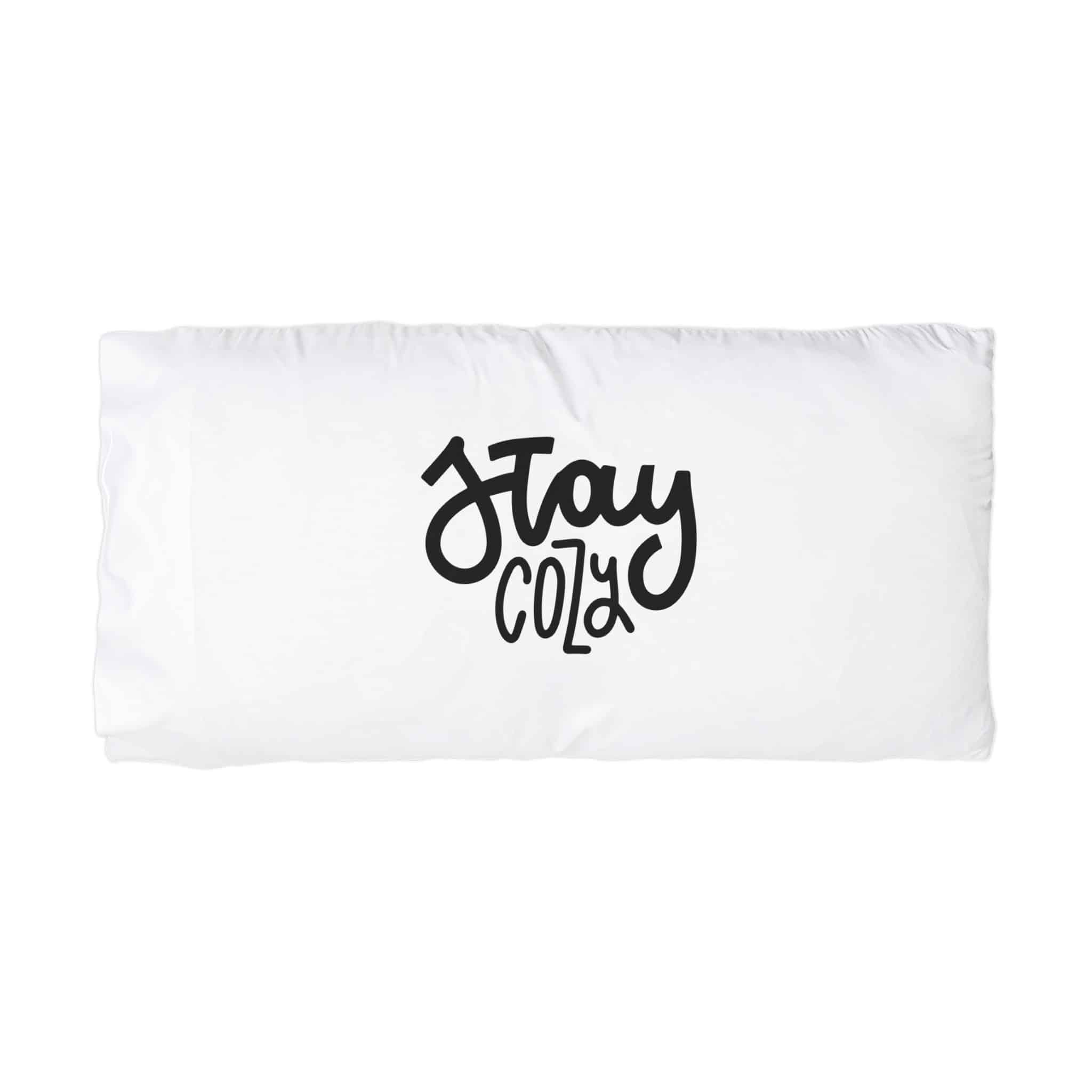 Stay Cozy Hand Written Lettering Quote Hygge Phrase Winter Autumn Time Modern Calligraphy Po Microfiber Pillowcase - Image 3