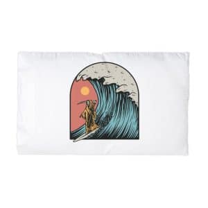 Grim Reaper Surfing Summer Graphic Illustration Microfiber Pillowcase