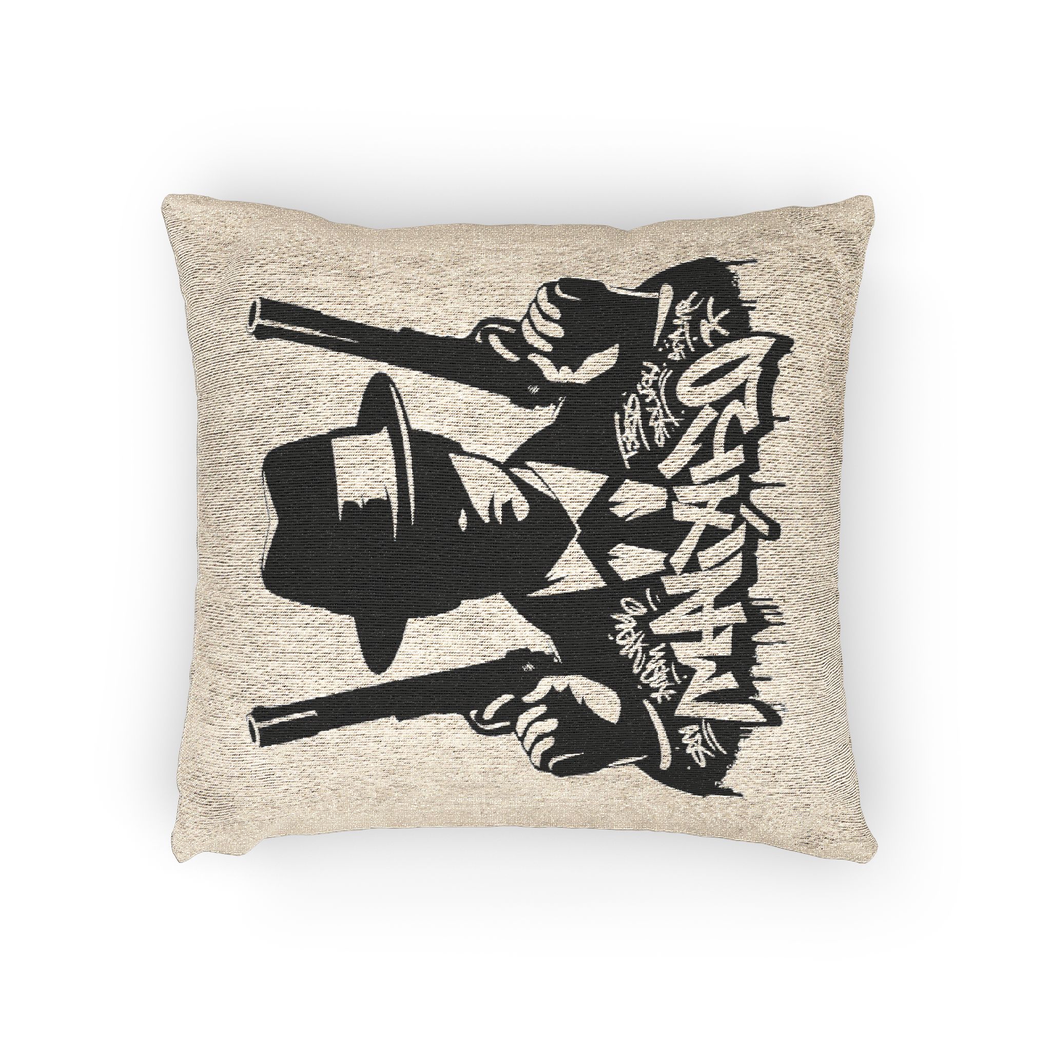 Mafia Gangster Silhouette People Graffiti Tag Hip Hop Street Art Typography Illustration Woven Pillow - Image 2