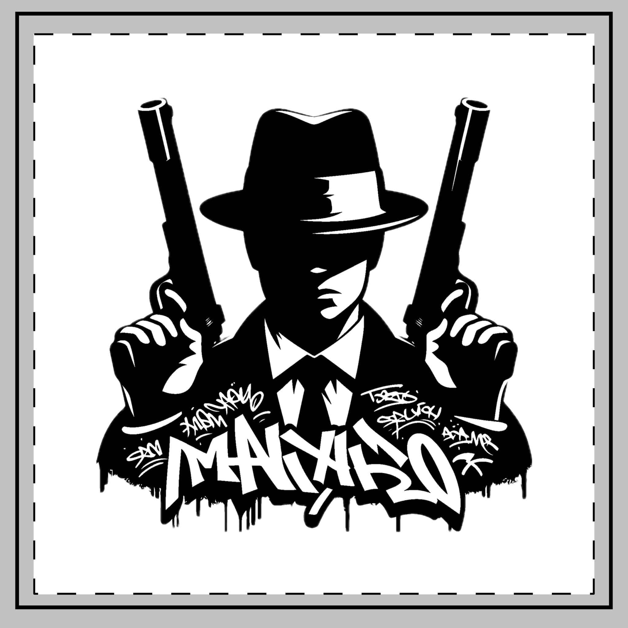 Mafia Gangster Silhouette People Graffiti Tag Hip Hop Street Art Typography Illustration Throw Pillow - Image 2