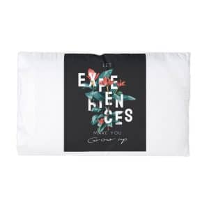 Experience Slogan Tropical Flowers Vector Illustration Black Background Microfiber Pillowcase