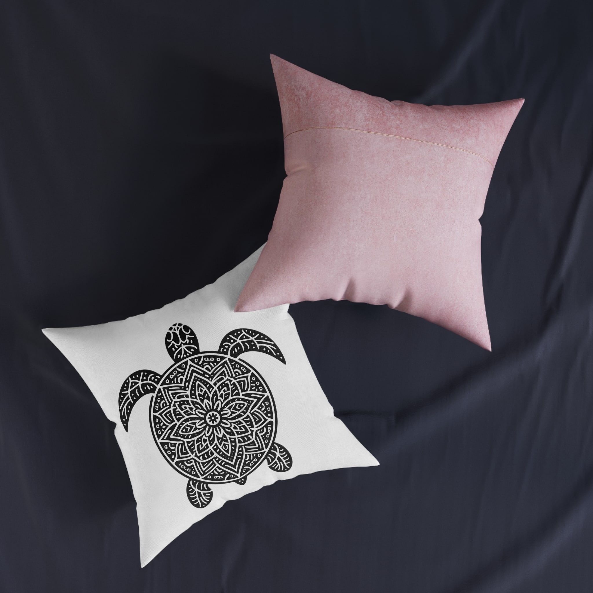 Turtle Copia Square Pillow Pink Back - Image 11