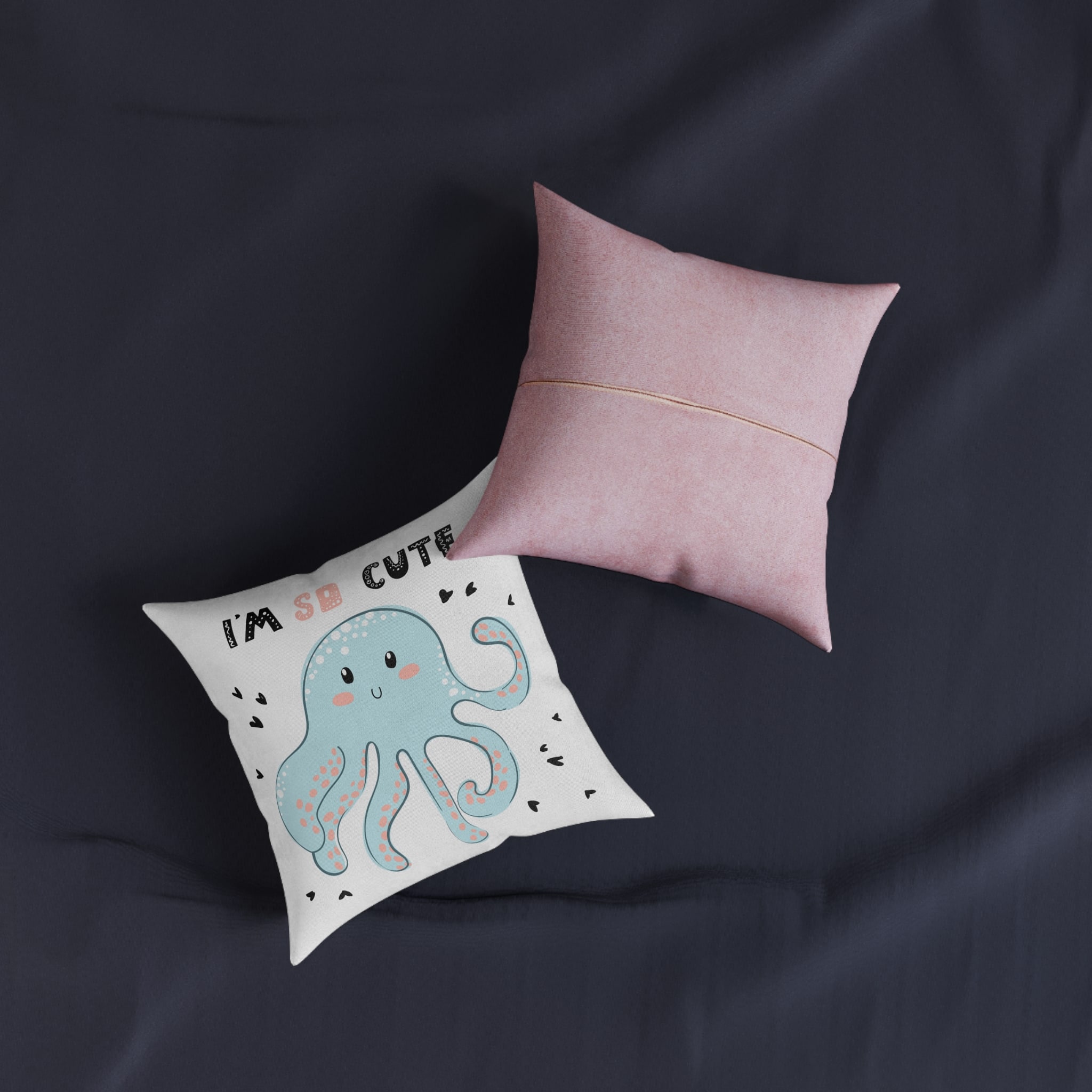 Iam So Cute Square Pillow Pink Back - Image 3