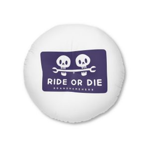 Cool Two Skulls Head Bite Wrench Illustration T Shirt Sticker Tufted Floor Pillow Round
