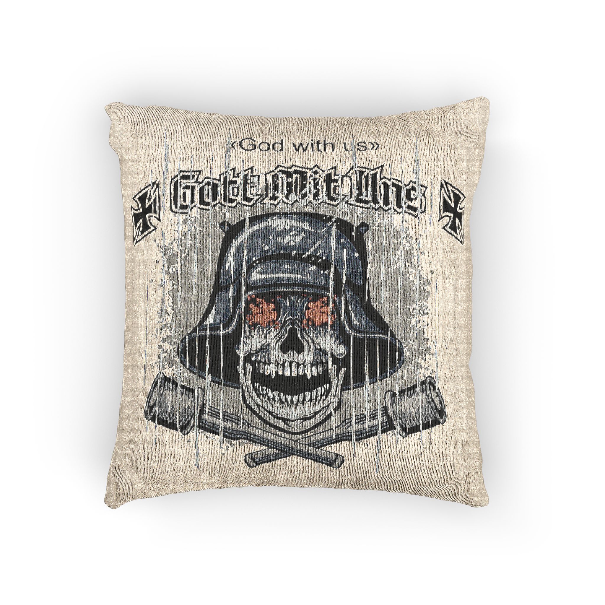 Skull German Military Helmet Grenades Grunge Vintage Design T Shirts Woven Pillow