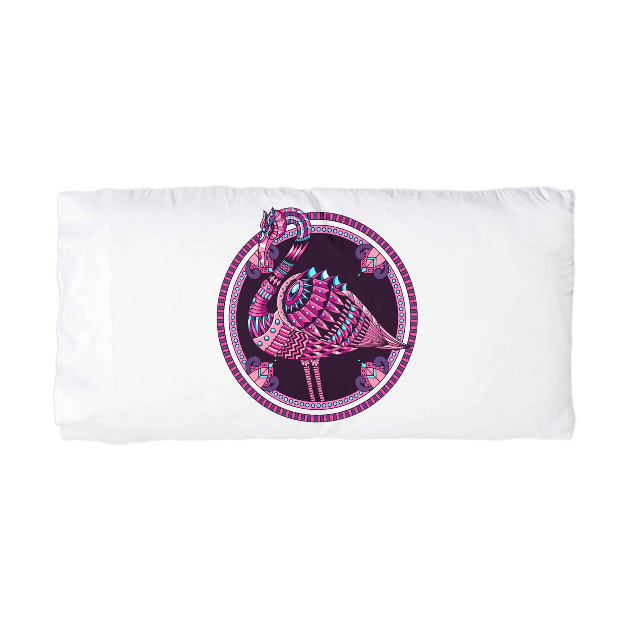 Flamingo Mandala Zentangle Illustration Microfiber Pillowcase - Image 3
