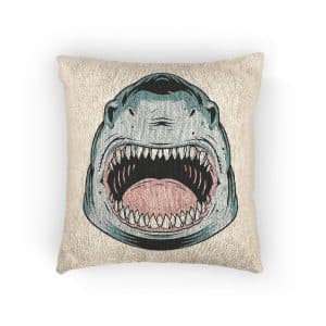 Concepto Cabeza Tiburon Agresivo Colorido Woven Pillow