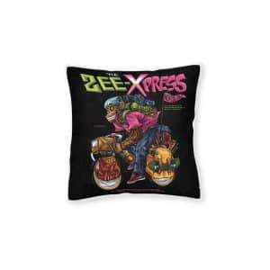 Cycling Chimpz 2 With Text Illustration Square Pillow Pink Back