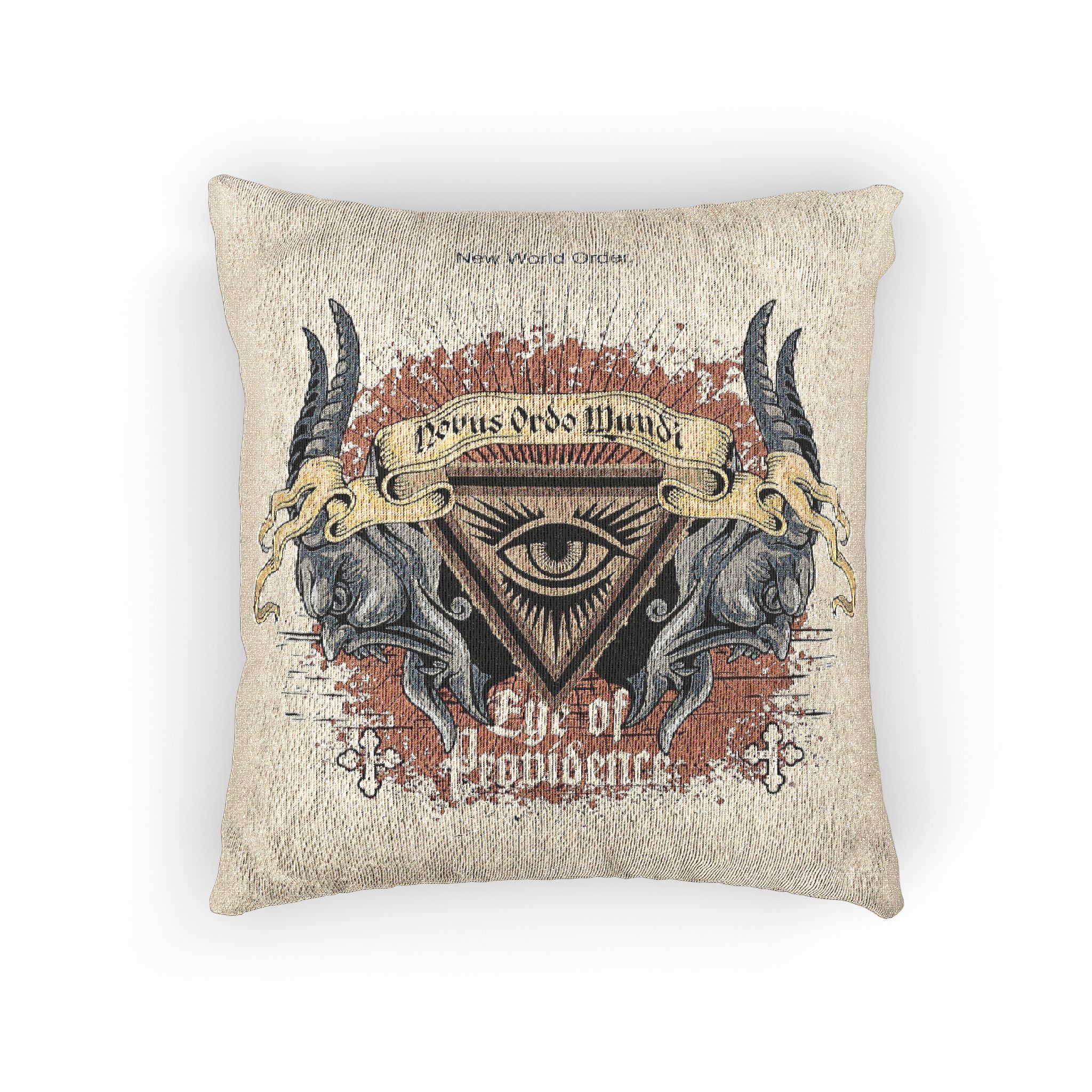 Skull Masonic Sign With Eye Grunge Vintage Design T Shirts (1) Woven Pillow - Image 3