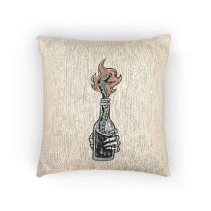 Molotov Cocktail With A Snake As the Wick Woven Pillow