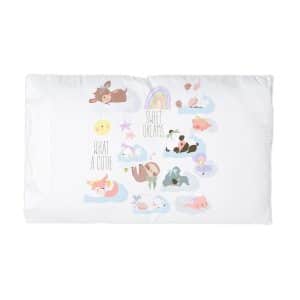 Cute Cartoon Set With Cute Animals Sleeping Clouds Microfiber Pillowcase