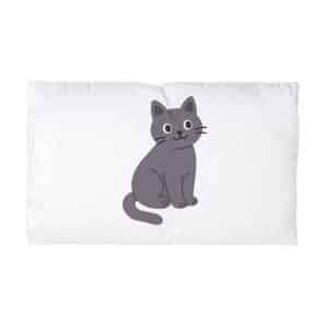 Cute Gray Cat Sitting Looking Up Vector Cat With Curious Expression Sitting Ground Microfiber Pillowcase