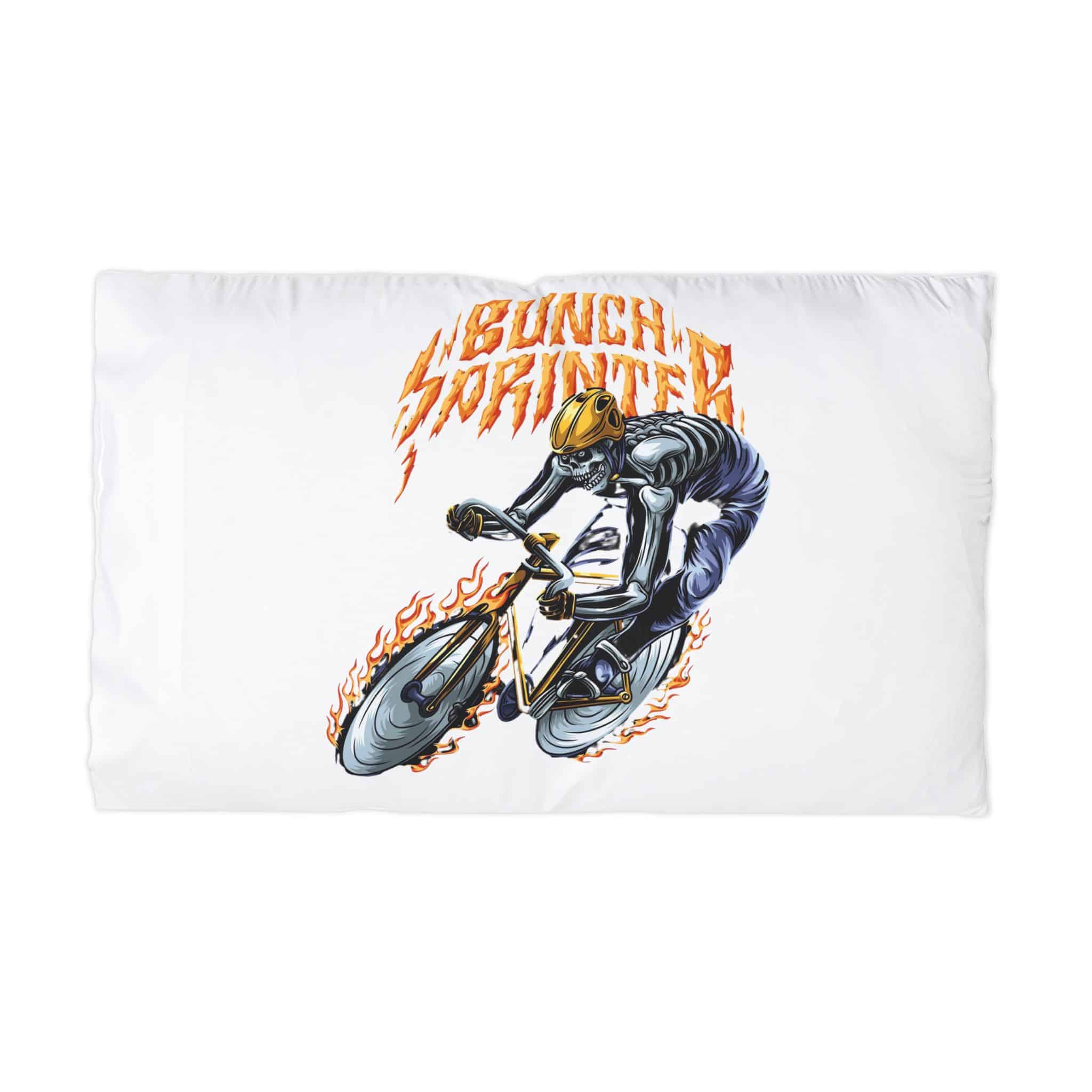 Cornering Skull Cyclist With Text Illustration Microfiber Pillowcase