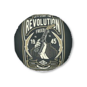 Lets Start the Revolution Tufted Floor Pillow Round