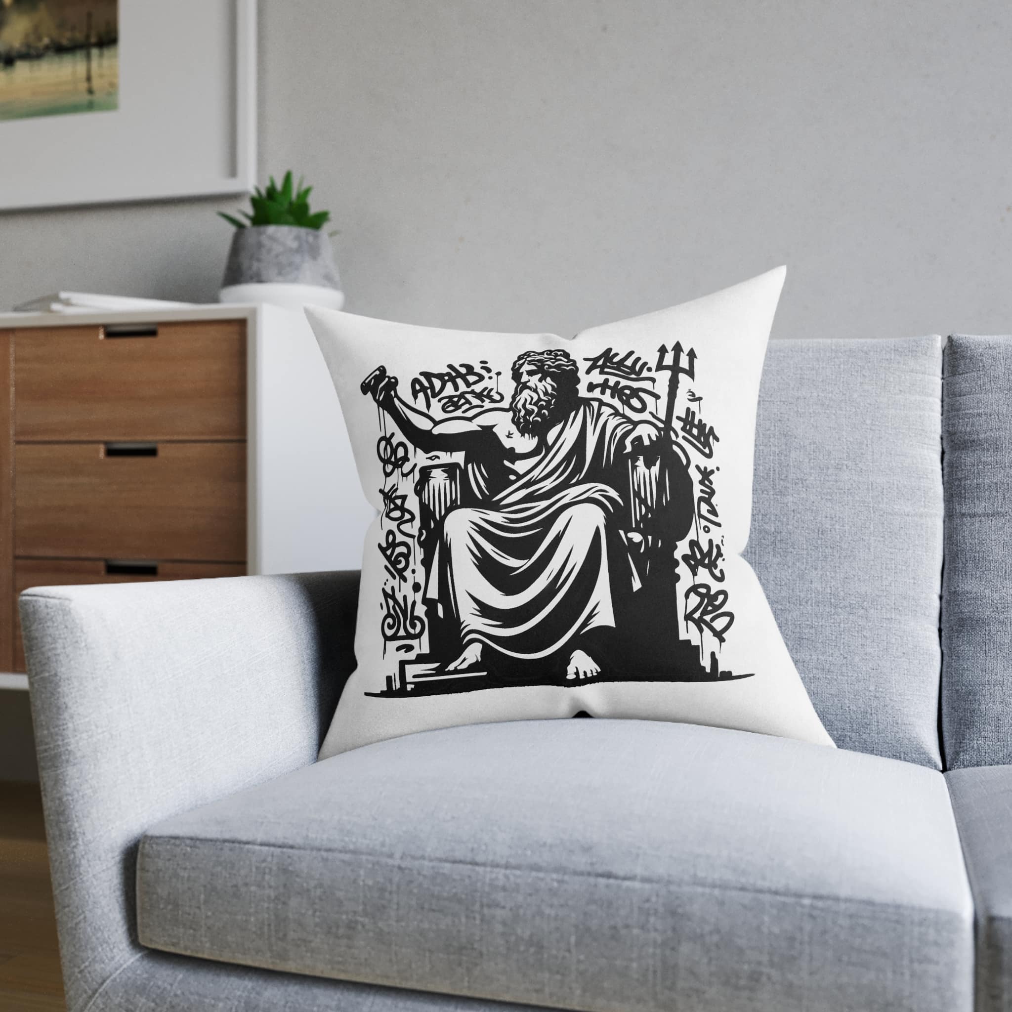 Zeus Deity Mythology Square Pillow Pink Back - Image 12