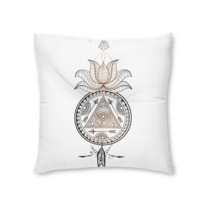 Ornamental Floral Dream Catcher With Lotus Flower Arrow Creative Hand Drawn Ethnic Decorative Elemen Tufted Floor Pillow Square