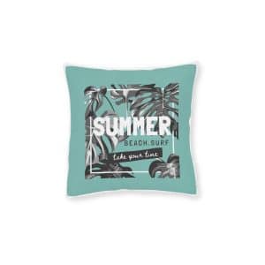 Summer Beach Surf Square Pillow Pink Back