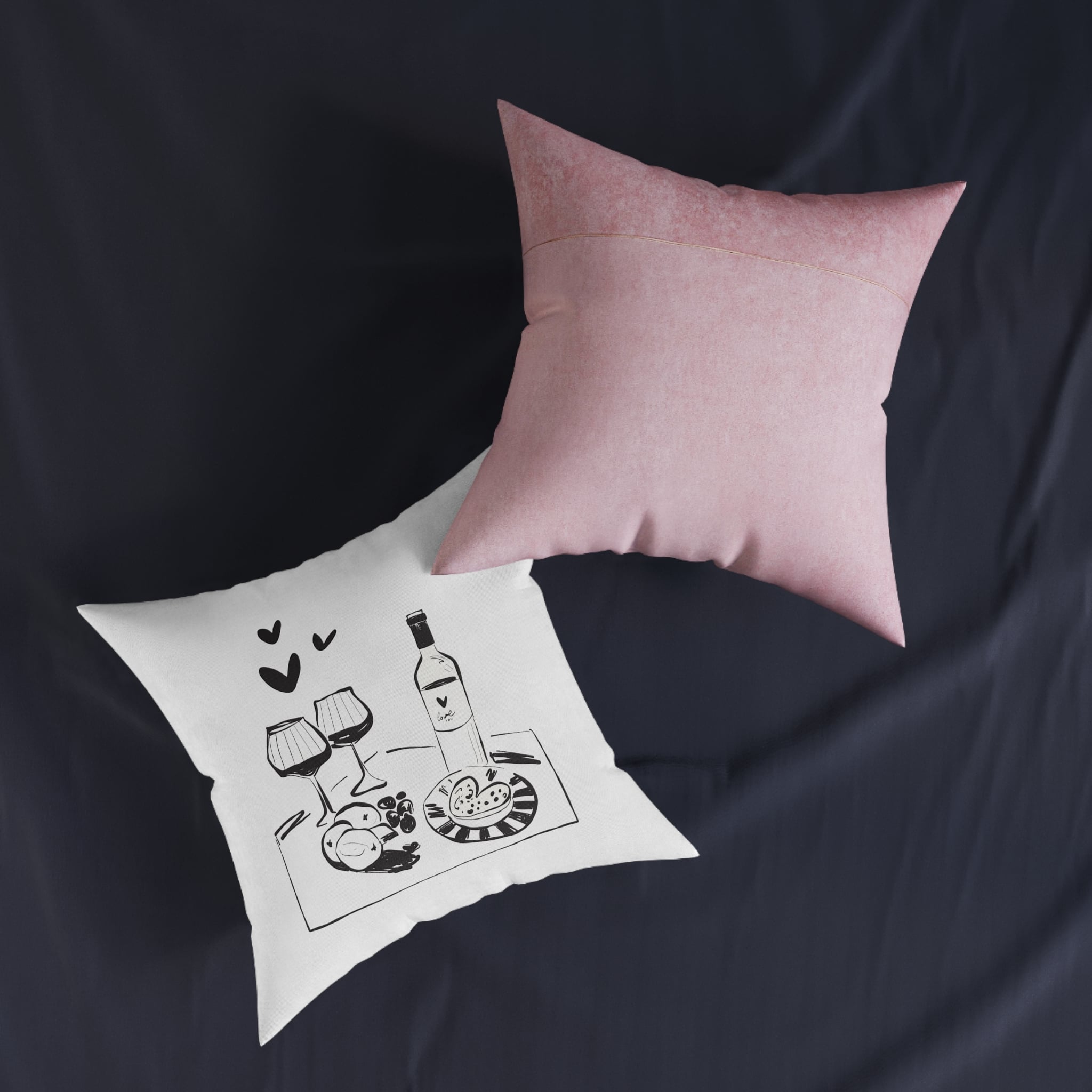 Saint Valentine S Day Hand Drawn Trendy Vector Illustration Love Card Design Cute Doodle Romantic Square Pillow Pink Back - Image 11