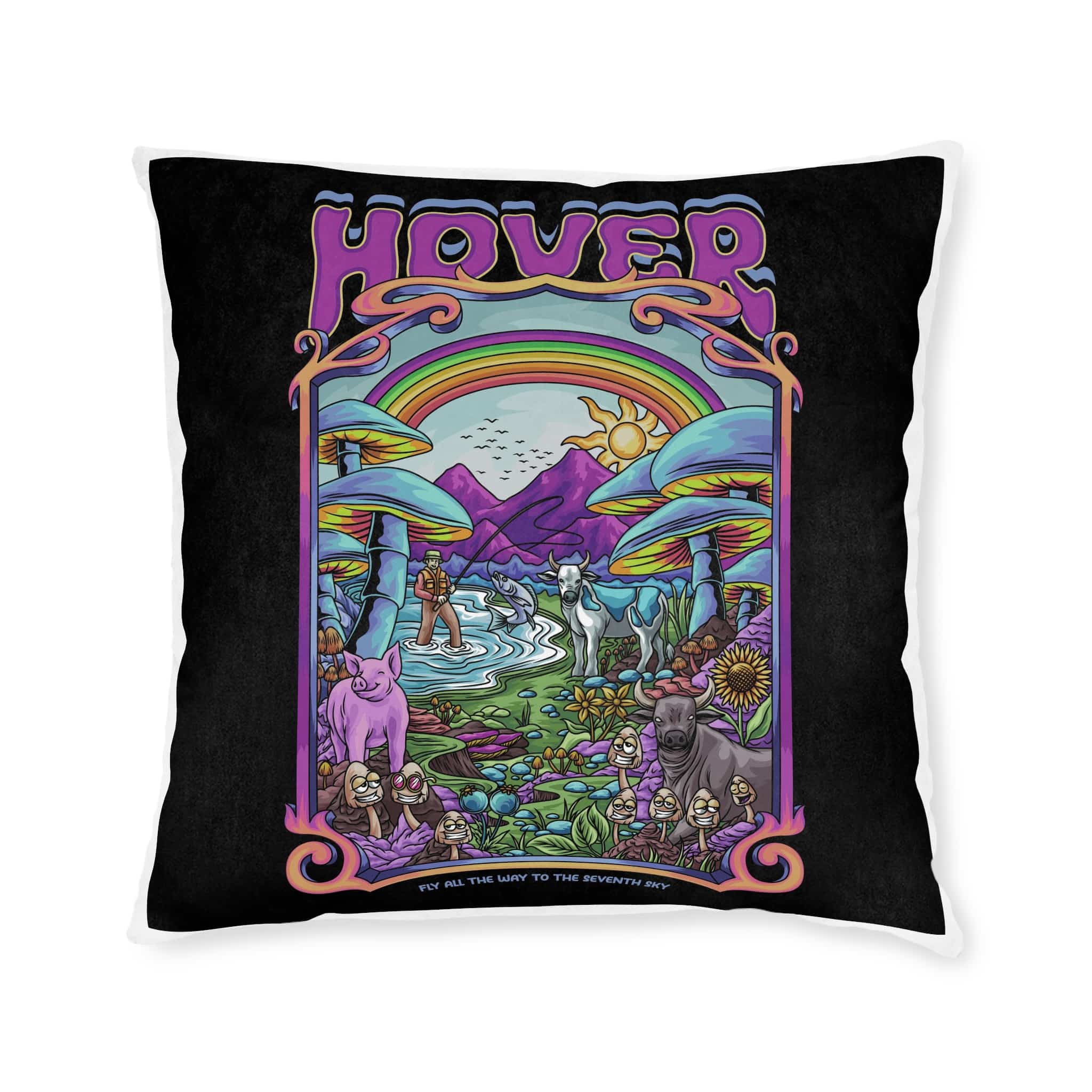 Magic Psychedelic With Text Illustration Square Pillow Pink Back - Image 9