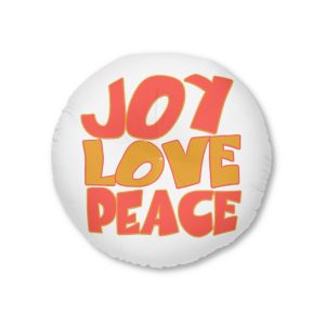 Joy Love Peace Tufted Floor Pillow Round