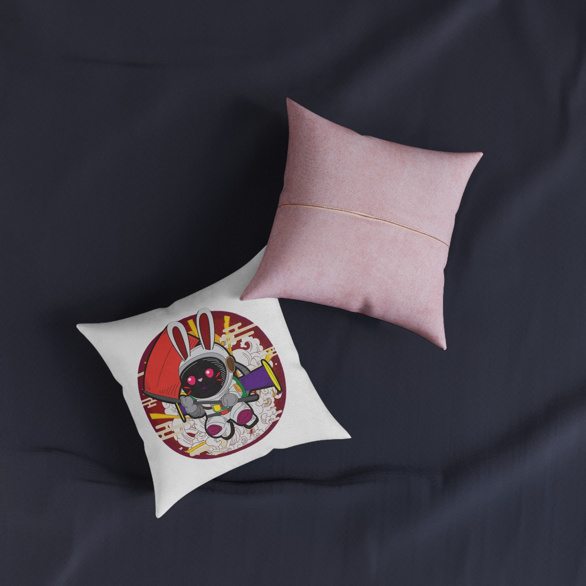 Fantasy V1 Square Pillow Pink Back - Image 3