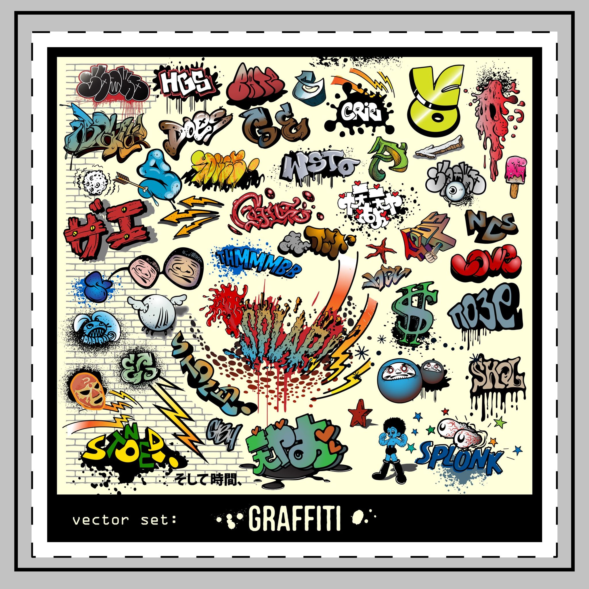 Seamless Graffiti Pattern (5) Throw Pillow - Image 2