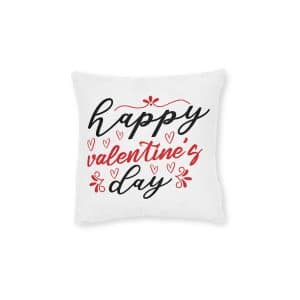 Happy Valentine's Day Square Pillow Pink Back