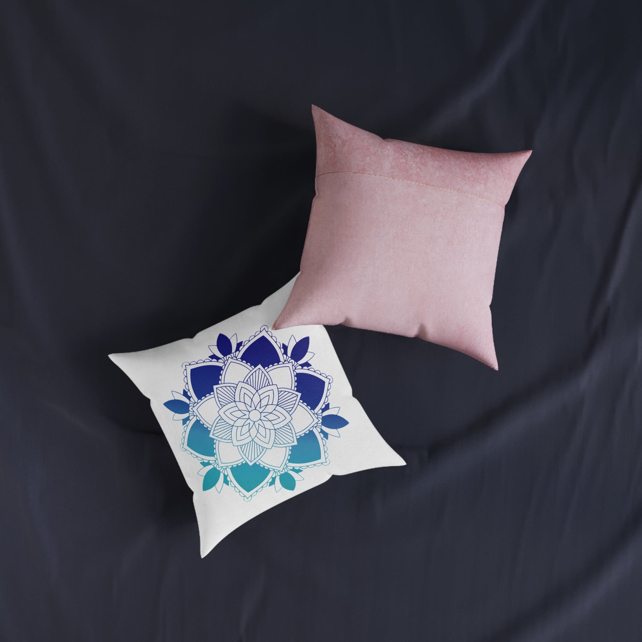 Mandala Pattern Square Pillow Pink Back - Image 7
