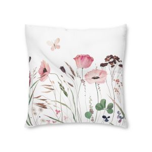 Watercolor With Wildflowers Herbs Butterfly Summer Meadow Tufted Floor Pillow Square