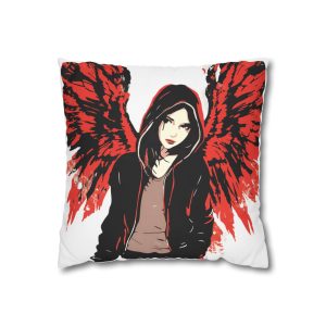 Whimsical Angel Girl Vector Illustration Square Poly Canvas Pillowcase