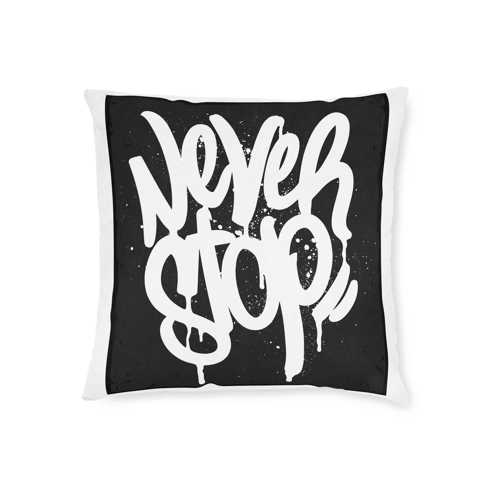Never Stop Copia Square Pillow Pink Back - Image 5