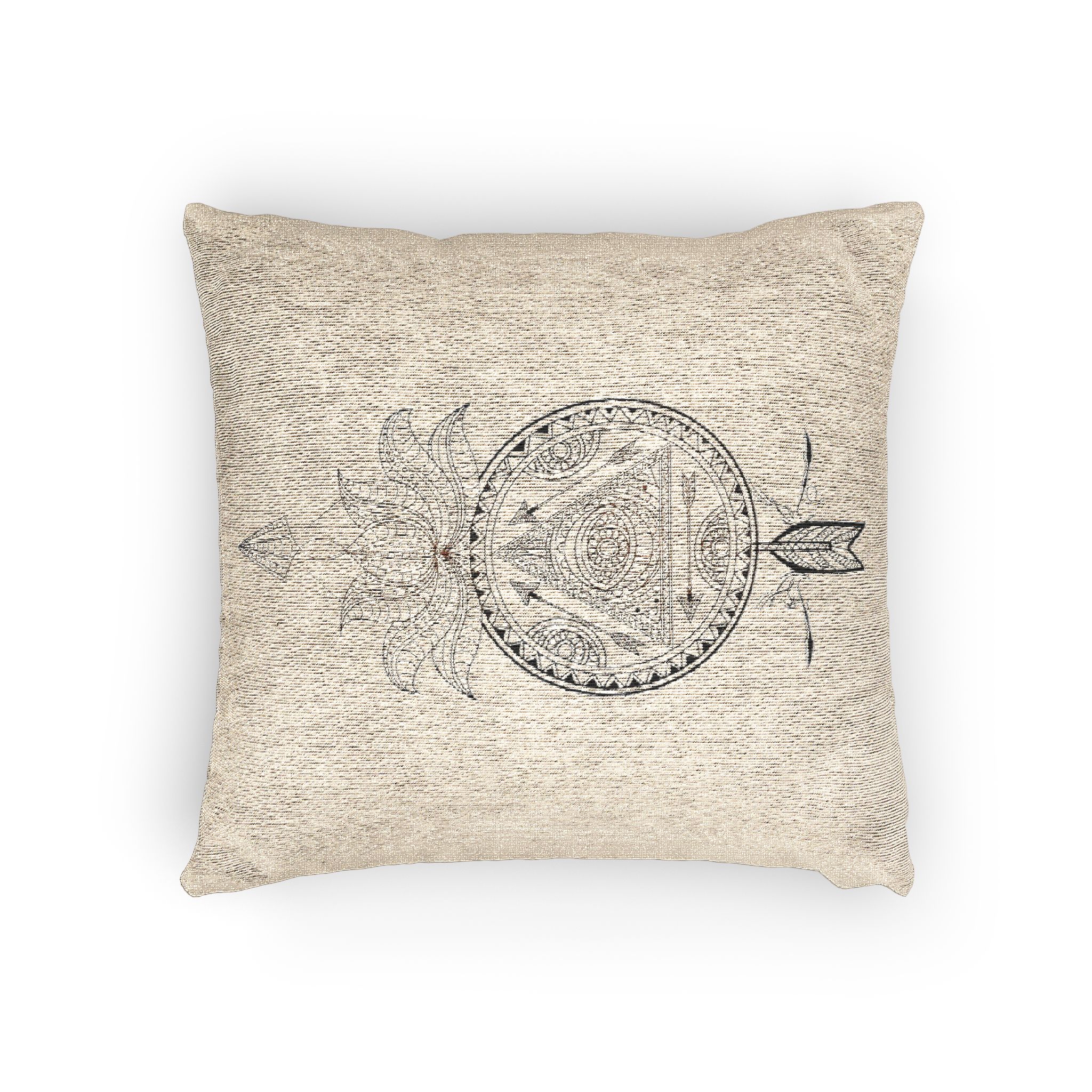 Ornamental Floral Dream Catcher With Lotus Flower Arrow Creative Hand Drawn Ethnic Decorative Elemen Woven Pillow - Image 4