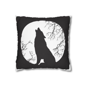 Wolf Moon Square Poly Canvas Pillowcase