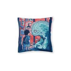 Boy Creature Friend Monster Aesthetic Emotion Illustration Square Pillow Pink Back