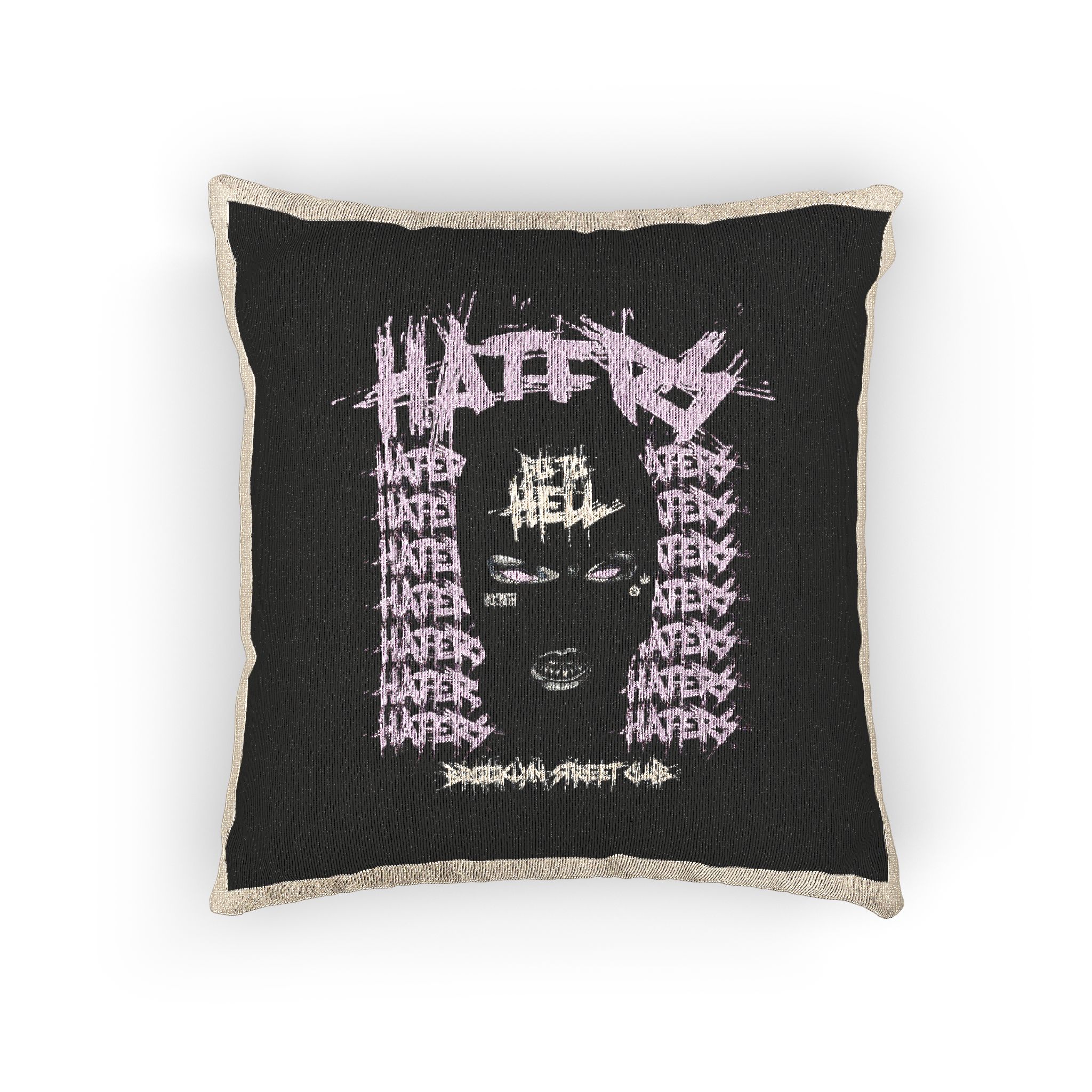 Haters Brooklyn Abstract Street Vintage Fashion Woven Pillow - Image 3