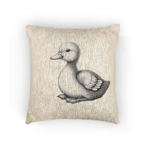 Drawing Duck With White Background That Says Duck Woven Pillow