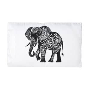Black Color Elephant Silhouette Vector Illustration Solid White Background Microfiber Pillowcase