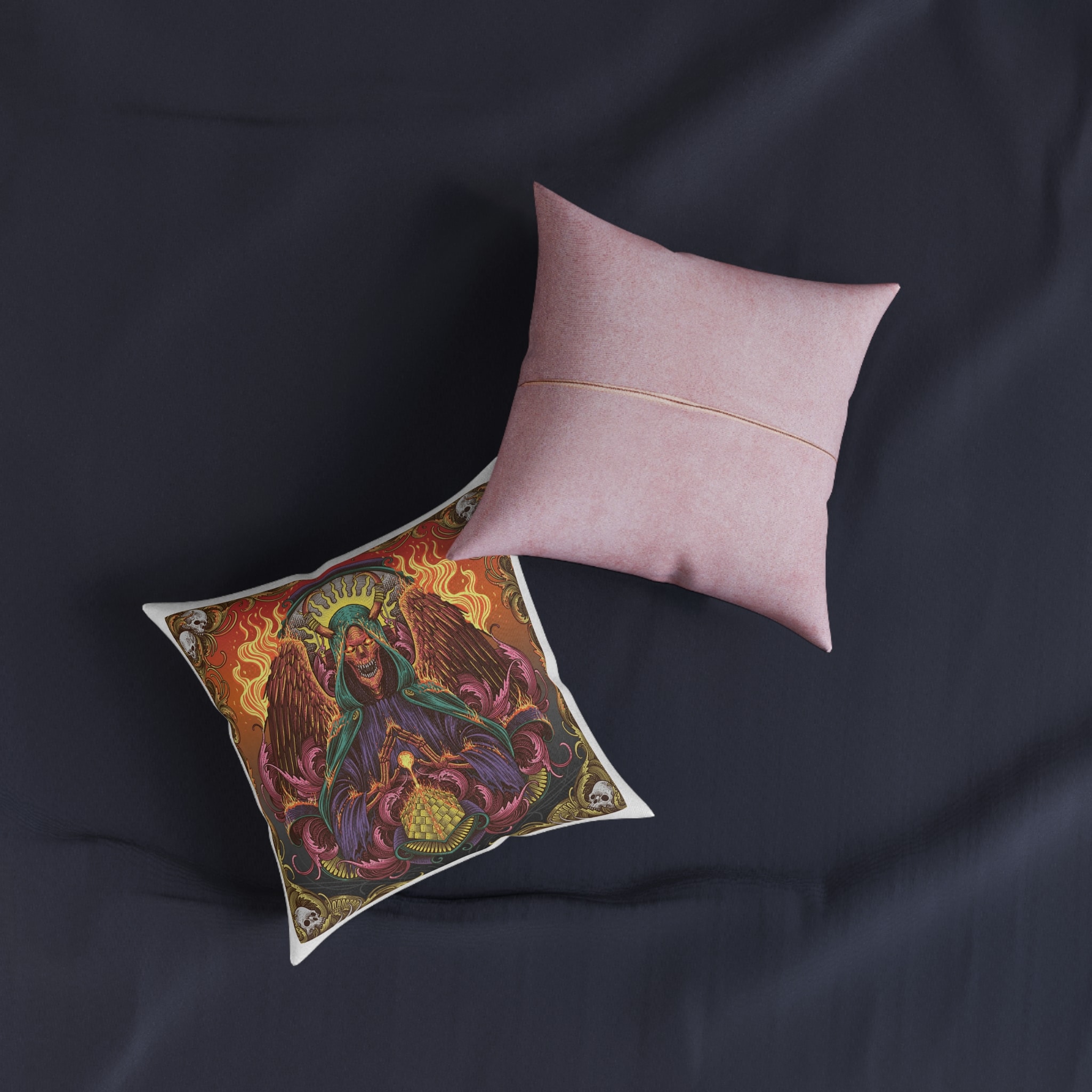The First Villain Square Pillow Pink Back - Image 3