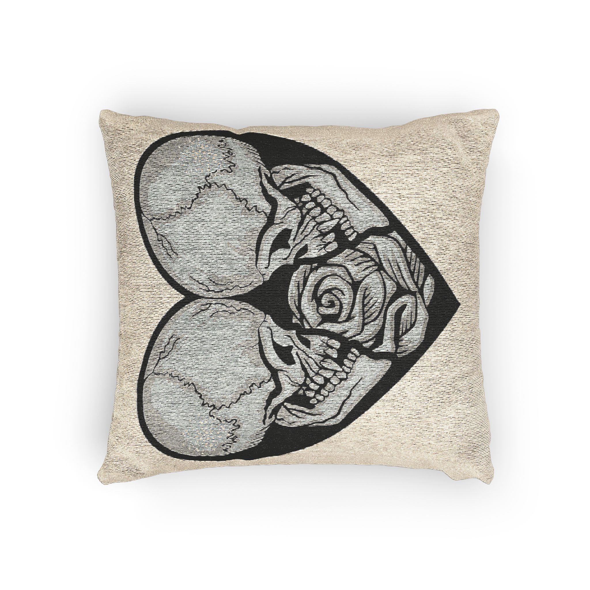 Gothic Sign With Skull Heart Grunge Vintage Design T Shirts Woven Pillow - Image 4